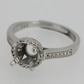 Sterling Silver Semi Mount Ring Setting Round RD 7x7mm No Rhodium Plate - Syzjewelry